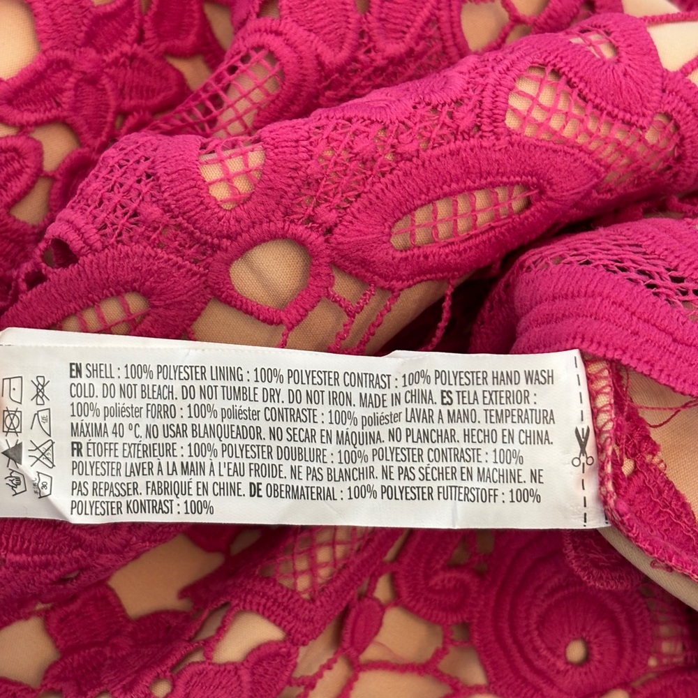 NEW Endless Rose Lace Overlay Mini Shift Dress Sz M Pink Fuschia Cut Out Party - Picture 12 of 13